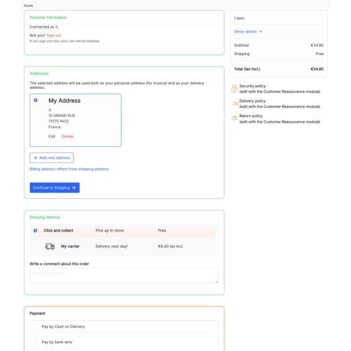 Express Checkout : Compra en una sola página