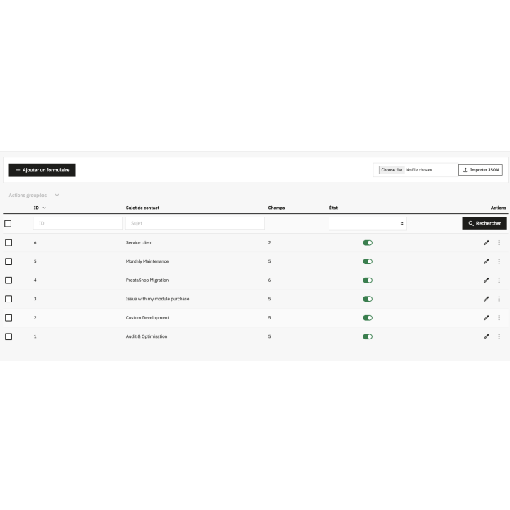 Formulario de contacto dinámico por asunto