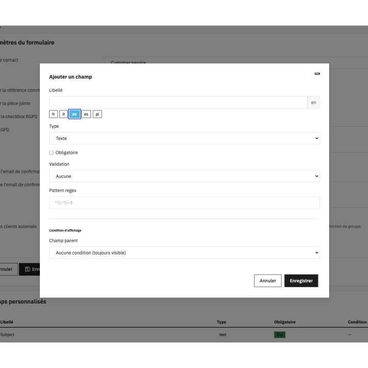 Formulario de contacto dinámico por asunto