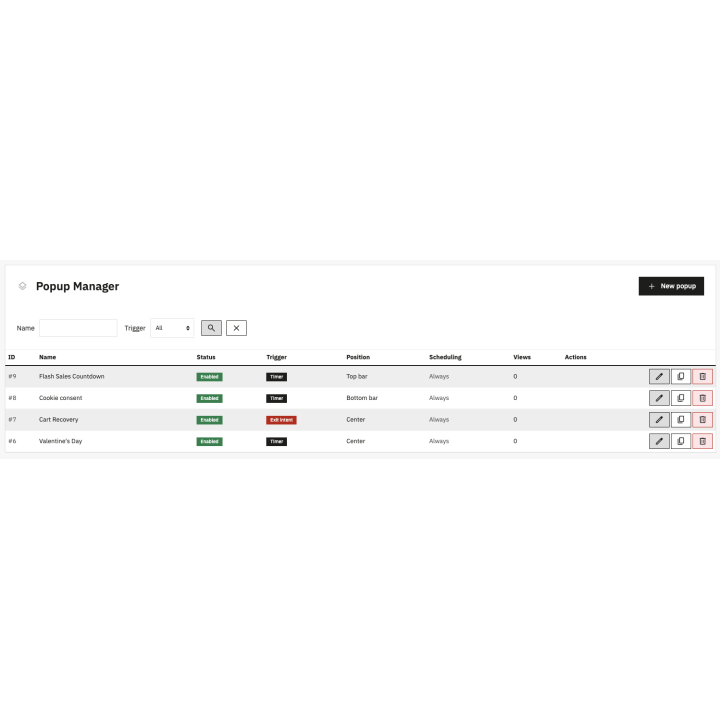 Creative Popupy drag & drop: targeting smart