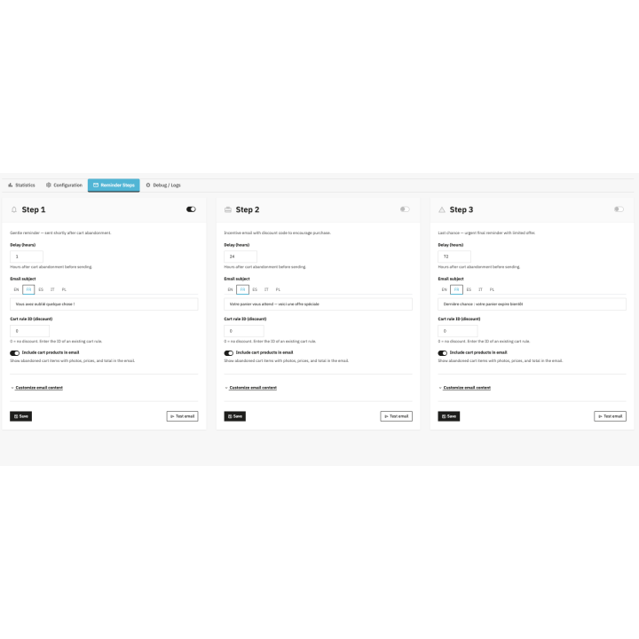 Relance panier abandonné en 3 emails