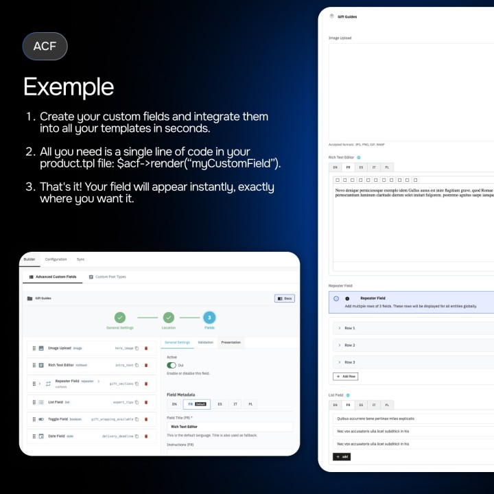 Advanced Custom Field et Custom Post Types (2-en-1)