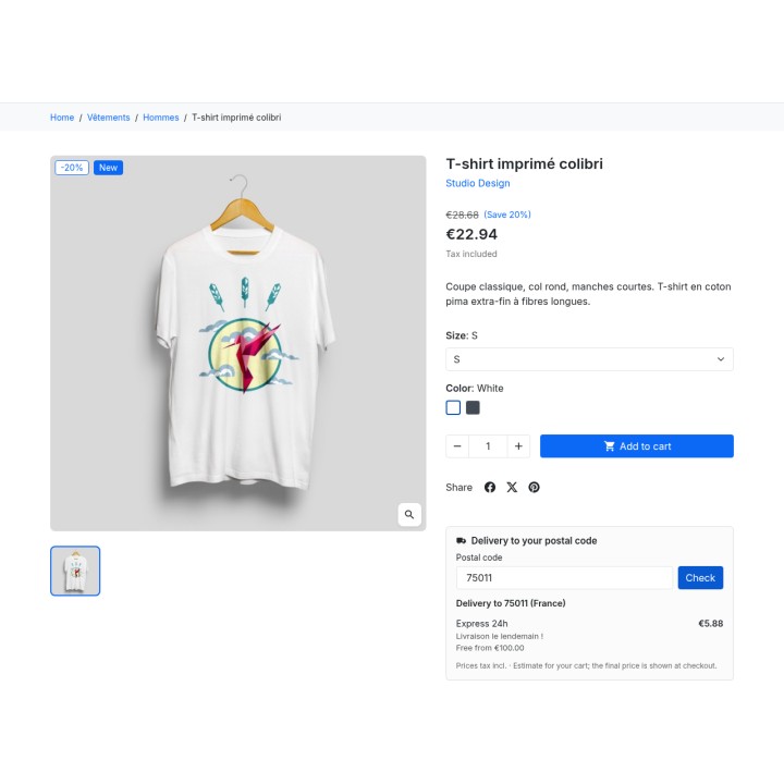 Delivery checker on the product page