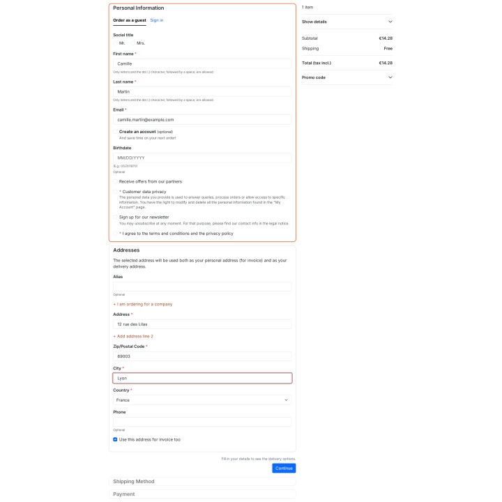 One form for a new customer