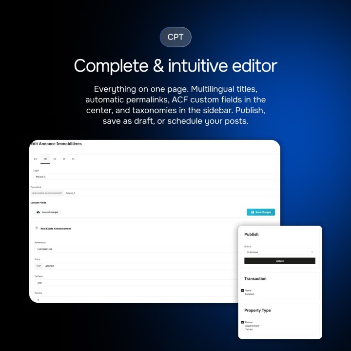 Advanced Custom Field et Custom Post Types (2-en-1)