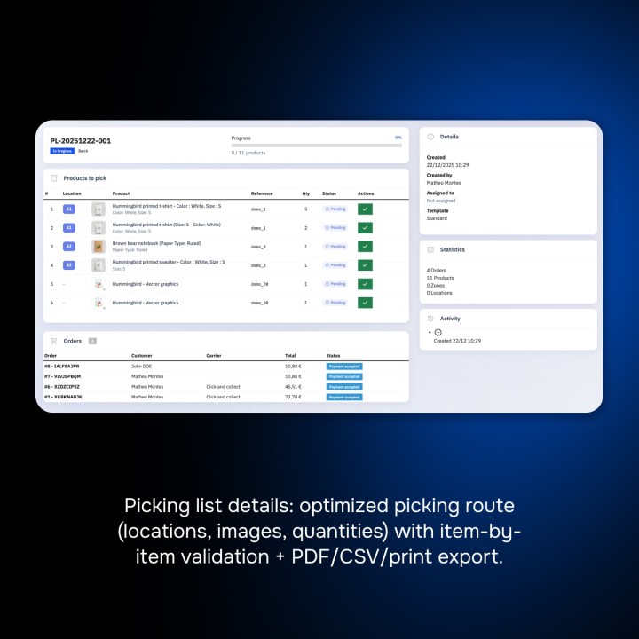 Picking List Pro: dashboard logistica + PDF
