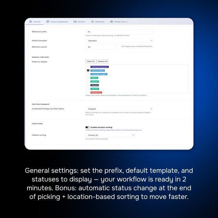 Picking List Pro: logistics dashboard + PDF templates