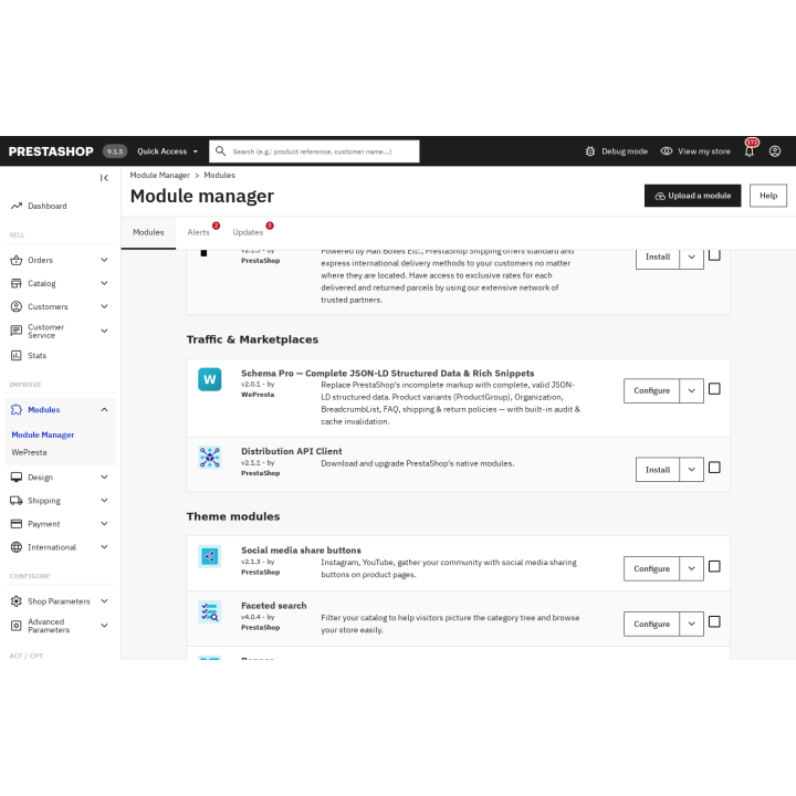 Schema Pro in the Module Manager with its full English name and description, ready to find and configure