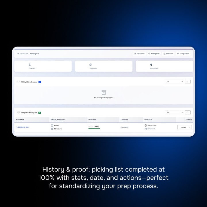 Picking List Pro: dashboard logistica + PDF