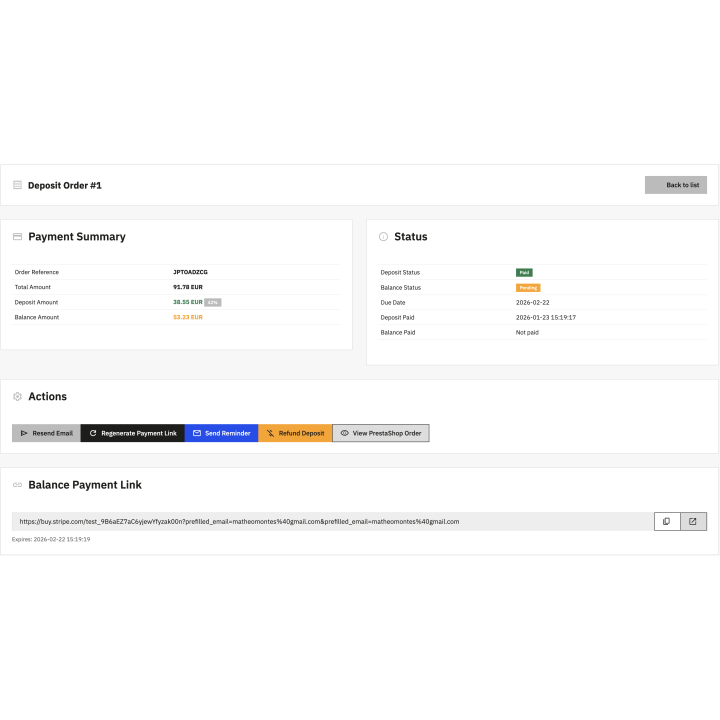 Stripe deposits & partial payments
