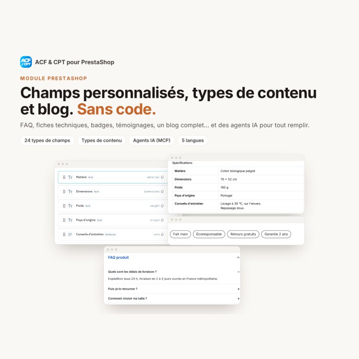 ACF & CPT for PrestaShop: custom fields, content types and a blog, without code