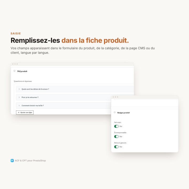 Enter the values in the product form, in every language