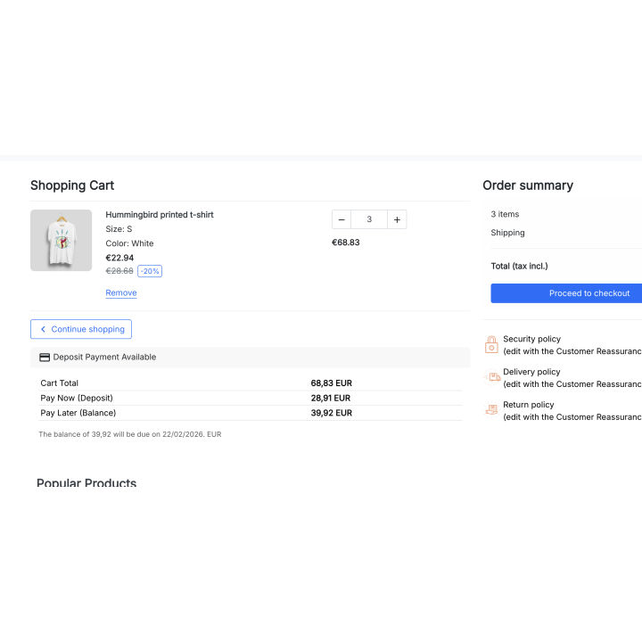 Stripe deposits & partial payments