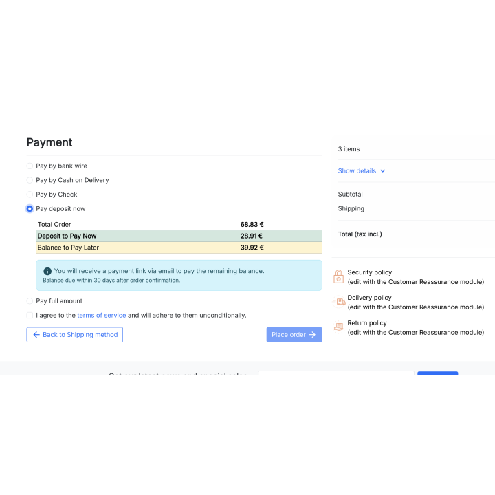 Stripe deposits & partial payments