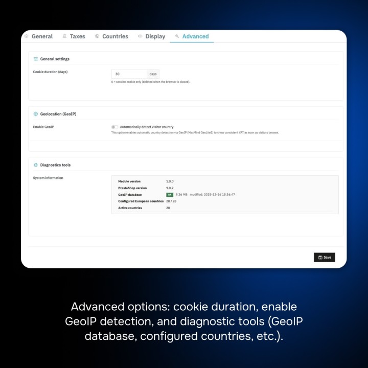 OSS TVA UE – Prix TTC GeoIP (MaxMind)