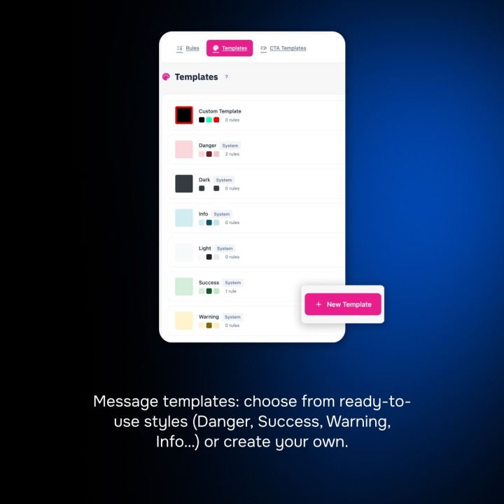 Messages conditionnels produits + CTA