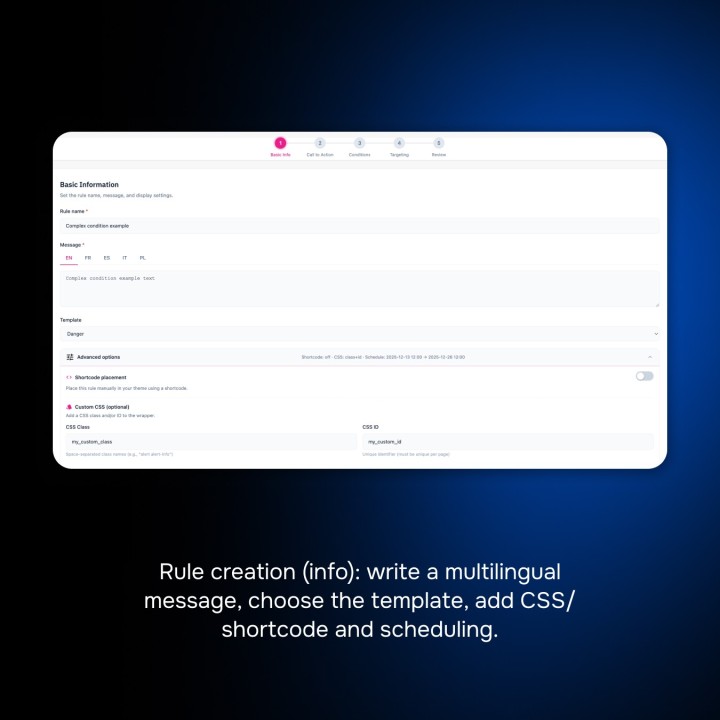 Messages conditionnels produits + CTA
