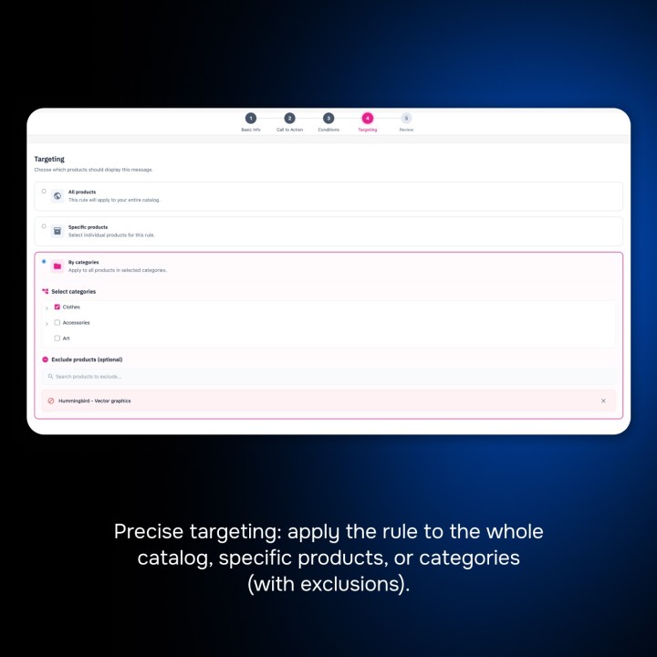 Messages conditionnels produits + CTA