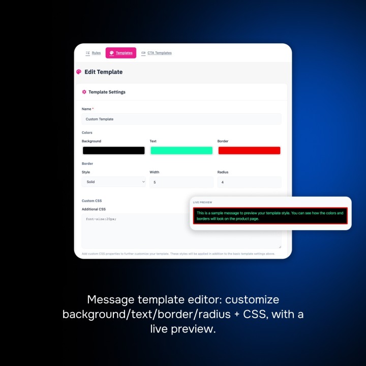Messages conditionnels produits + CTA