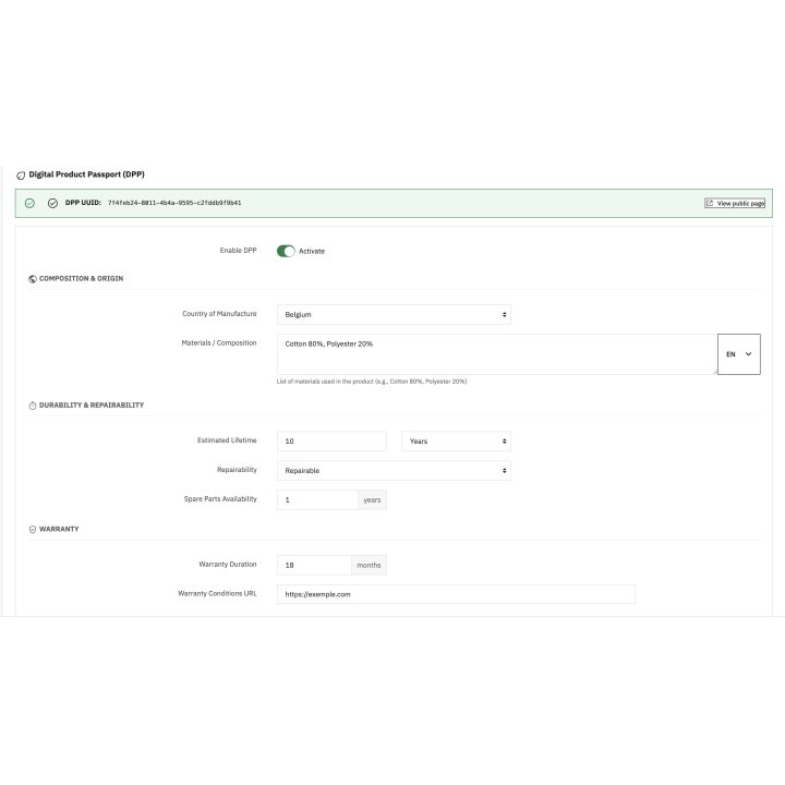 Passeport digital du produit (DPP) : QR code