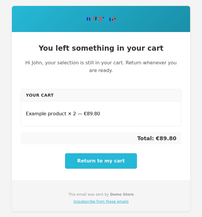 Preview of a saved email