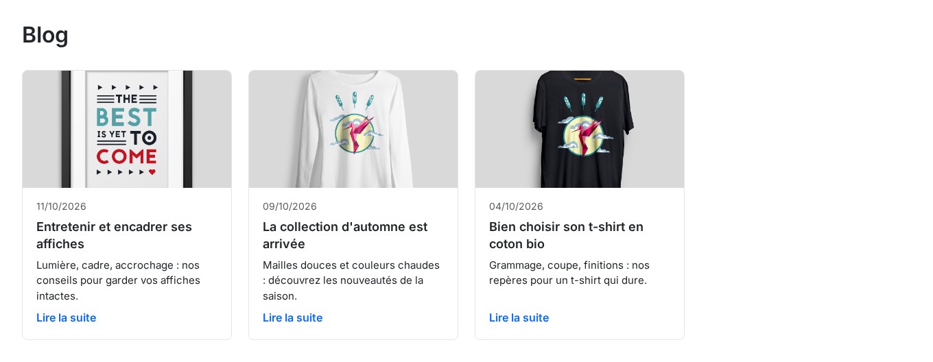 Archive du blog avec trois articles en cartes