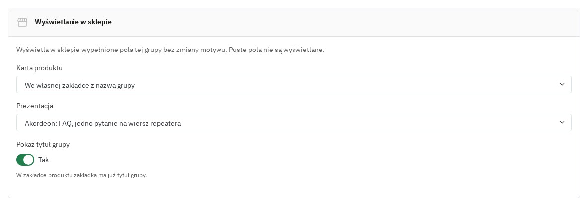 Ustawienie pozycji i sposobu prezentacji grupy w sklepie