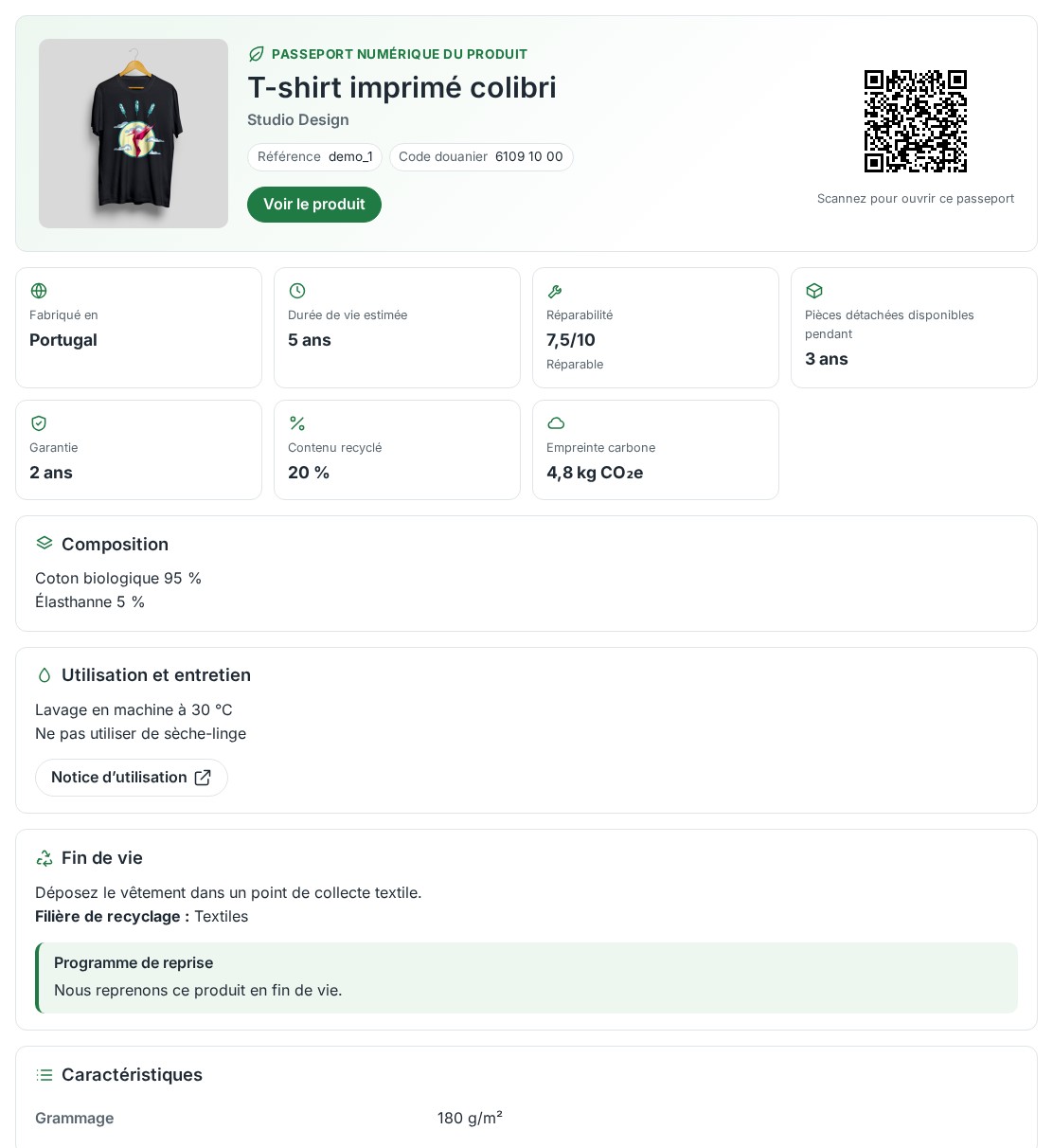 Passeport numérique d’un T-shirt : chiffres clés, composition, entretien et fin de vie